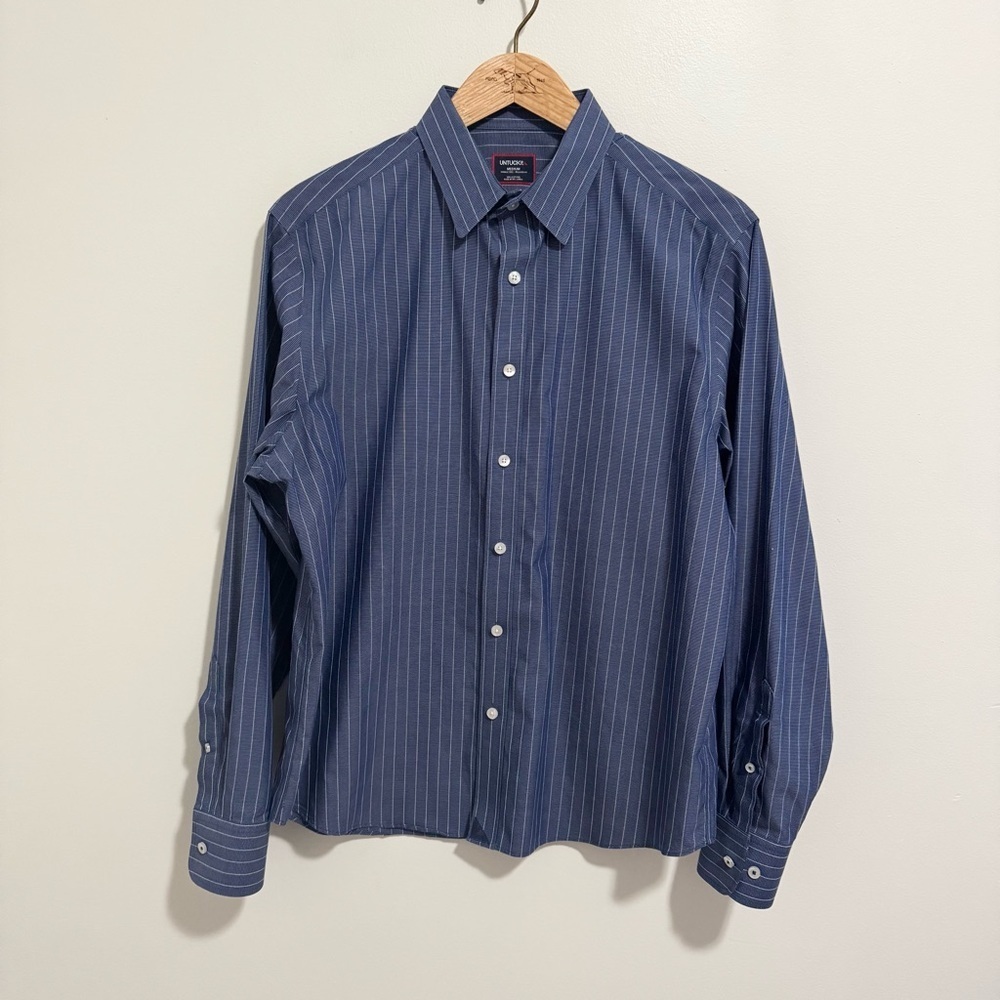 Untuckit Blue White Stripe Button Down Shirt
